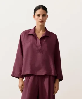 Oversize-Hemd mit langen Ärmeln aus 100 % Leinen