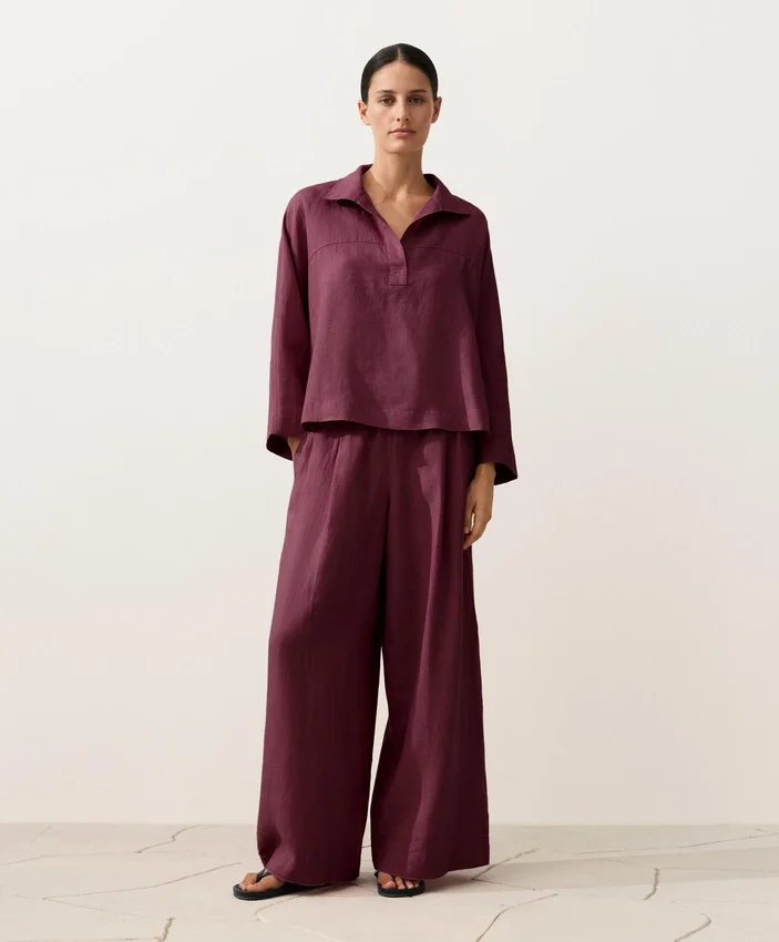 Oversize-Hemd mit langen Ärmeln aus 100 % Leinen Oversize-Hemd mit langen Ärmeln aus 100 % Leinen