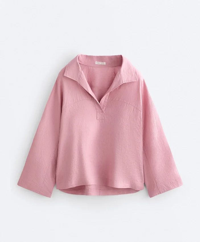 Oversize-Hemd mit langen Ärmeln aus 100 % Leinen Oversize-Hemd mit langen Ärmeln aus 100 % Leinen