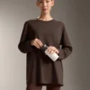 Oversize-Langarm-T-Shirt aus Baumwollmischung Oversize-Langarm-T-Shirt aus Baumwollmischung