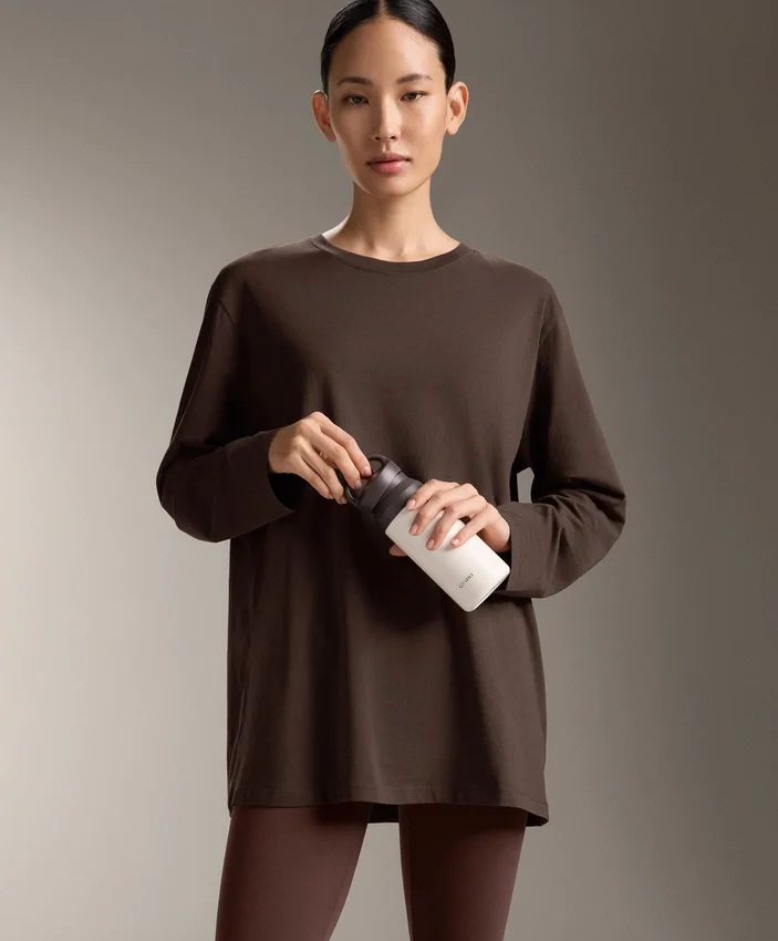 Oversize-Langarm-T-Shirt aus Baumwollmischung Oversize-Langarm-T-Shirt aus Baumwollmischung