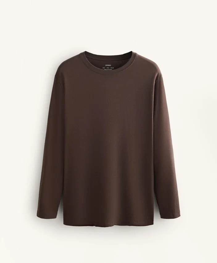 Oversize-Langarm-T-Shirt aus Baumwollmischung Oversize-Langarm-T-Shirt aus Baumwollmischung