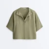 Oversize-Shirt aus 100 % Leinen mit kurzen Ärmeln Oversize-Shirt aus 100 % Leinen mit kurzen Ärmeln