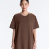 Oversize-T-Shirt aus Baumwollmischung mit kurzen Ärmeln Oversize-T-Shirt aus Baumwollmischung mit kurzen Ärmeln