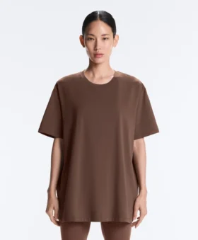 Oversize-T-Shirt aus Baumwollmischung mit kurzen Ärmeln Oversize-T-Shirt aus Baumwollmischung mit kurzen Ärmeln