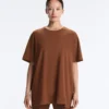 Oversize-T-Shirt aus Baumwollmischung mit kurzen Ärmeln Oversize-T-Shirt aus Baumwollmischung mit kurzen Ärmeln