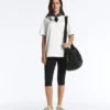 Oversize-T-Shirt aus Baumwollmischung mit kurzen Ärmeln Oversize-T-Shirt aus Baumwollmischung mit kurzen Ärmeln