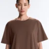 Oversize-T-Shirt aus Baumwollmischung mit kurzen Ärmeln Oversize-T-Shirt aus Baumwollmischung mit kurzen Ärmeln