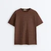 Oversize-T-Shirt aus Baumwollmischung mit kurzen Ärmeln und Streifen auf der Vorderseite Oversize-T-Shirt aus Baumwollmischung mit kurzen Ärmeln und Streifen auf der Vorderseite