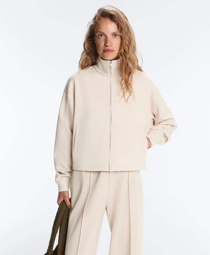 Piqué-Jacke mit hohem Kragen aus Baumwolle Piqué-Jacke mit hohem Kragen aus Baumwolle