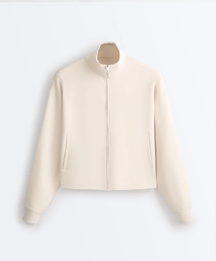 Piqué-Jacke mit hohem Kragen aus Baumwolle Piqué-Jacke mit hohem Kragen aus Baumwolle