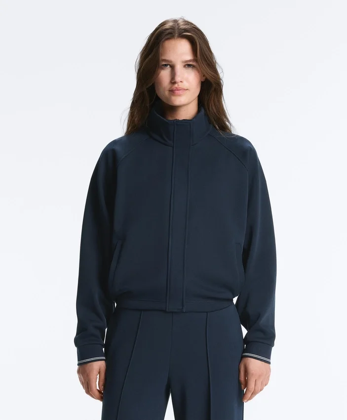 Piqué-Jacke mit kontrastierender Paspelierung aus Baumwolle Piqué-Jacke mit kontrastierender Paspelierung aus Baumwolle