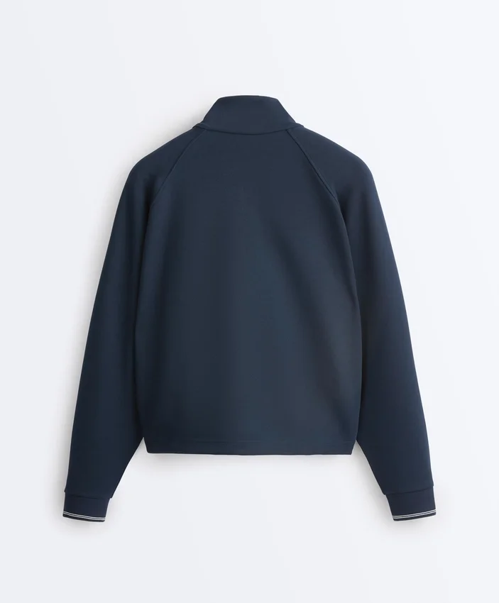 Piqué-Jacke mit kontrastierender Paspelierung aus Baumwolle Piqué-Jacke mit kontrastierender Paspelierung aus Baumwolle