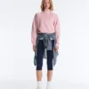 Piqué-Sweatshirt mit hohem Kragen und Reißverschluss aus Baumwolle Piqué-Sweatshirt mit hohem Kragen und Reißverschluss aus Baumwolle