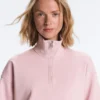 Piqué-Sweatshirt mit hohem Kragen und Reißverschluss aus Baumwolle Piqué-Sweatshirt mit hohem Kragen und Reißverschluss aus Baumwolle