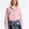 Piqué-Sweatshirt mit hohem Kragen und Reißverschluss aus Baumwolle Piqué-Sweatshirt mit hohem Kragen und Reißverschluss aus Baumwolle