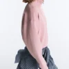 Piqué-Sweatshirt mit hohem Kragen und Reißverschluss aus Baumwolle Piqué-Sweatshirt mit hohem Kragen und Reißverschluss aus Baumwolle
