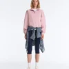 Piqué-Sweatshirt mit hohem Kragen und Reißverschluss aus Baumwolle Piqué-Sweatshirt mit hohem Kragen und Reißverschluss aus Baumwolle