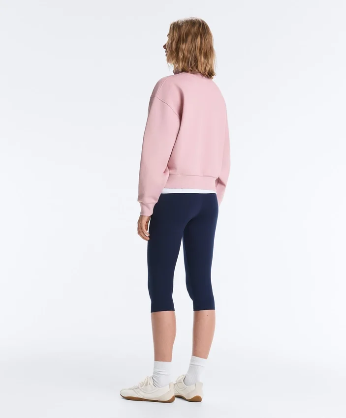 Piqué-Sweatshirt mit hohem Kragen und Reißverschluss aus Baumwolle Piqué-Sweatshirt mit hohem Kragen und Reißverschluss aus Baumwolle