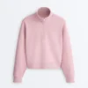 Piqué-Sweatshirt mit hohem Kragen und Reißverschluss aus Baumwolle Piqué-Sweatshirt mit hohem Kragen und Reißverschluss aus Baumwolle