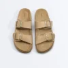 Plateausandalen aus Spaltleder mit Schnallen Plateausandalen aus Spaltleder mit Schnallen