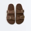 Plateausandalen aus Spaltleder mit Schnallen Plateausandalen aus Spaltleder mit Schnallen