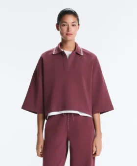 Polo-Sweatshirt aus Baumwollmischung mit weiten Ärmeln