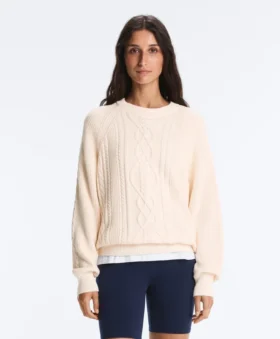 Pullover aus 100 % Baumwolle mit Zopfmuster Pullover aus 100 % Baumwolle mit Zopfmuster