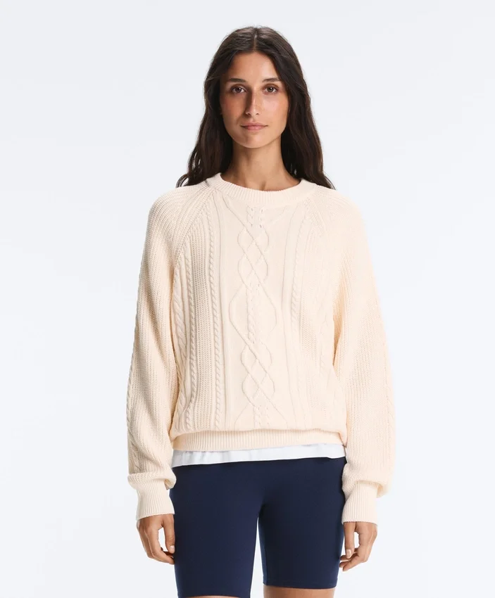 Pullover aus 100 % Baumwolle mit Zopfmuster Pullover aus 100 % Baumwolle mit Zopfmuster
