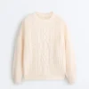 Pullover aus 100 % Baumwolle mit Zopfmuster Pullover aus 100 % Baumwolle mit Zopfmuster
