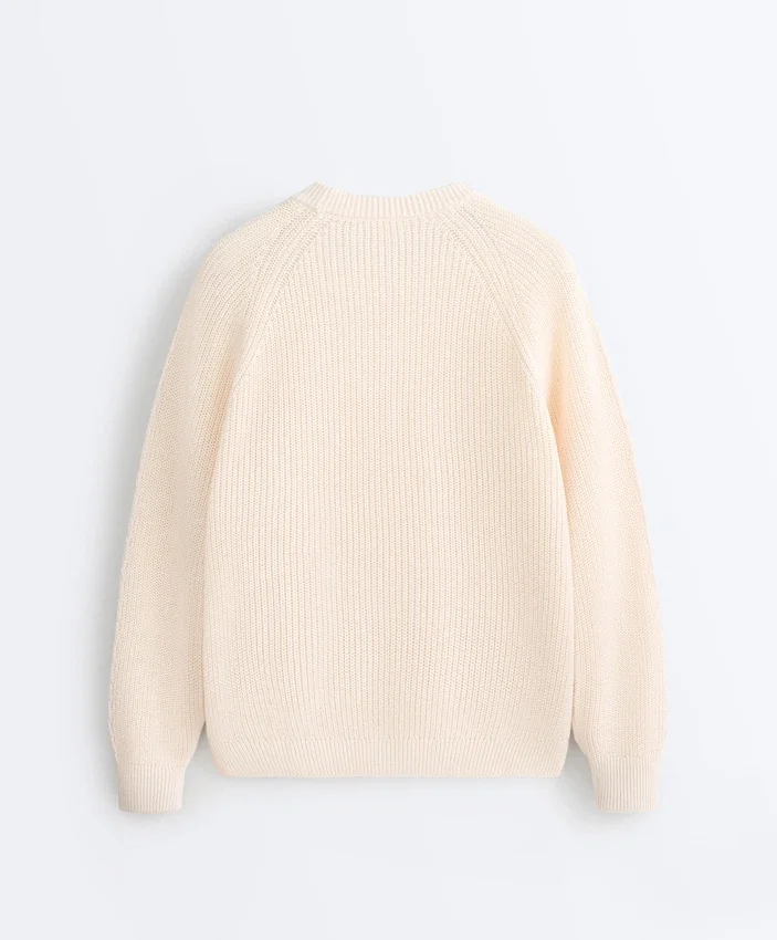 Pullover aus 100 % Baumwolle mit Zopfmuster Pullover aus 100 % Baumwolle mit Zopfmuster