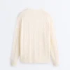 Pullover aus 100 % Baumwolle mit Zopfmuster und V-Ausschnitt Pullover aus 100 % Baumwolle mit Zopfmuster und V-Ausschnitt