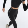 Reflektierende, hoch geschnittene, Compressive Core Control Leggings in Knöchellänge Reflektierende, hoch geschnittene, Compressive Core Control Leggings in Knöchellänge