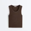Ripp-T-Shirt mit breiten Trägern, Baumwolle und Modal Ripp-T-Shirt mit breiten Trägern, Baumwolle und Modal