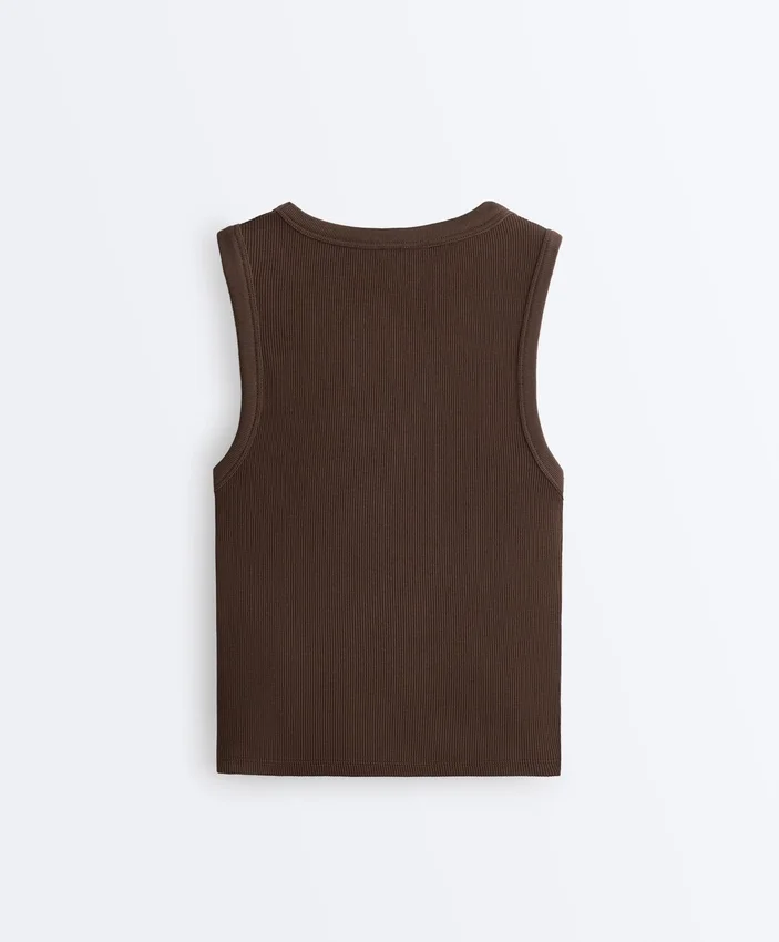 Ripp-T-Shirt mit breiten Trägern, Baumwolle und Modal Ripp-T-Shirt mit breiten Trägern, Baumwolle und Modal