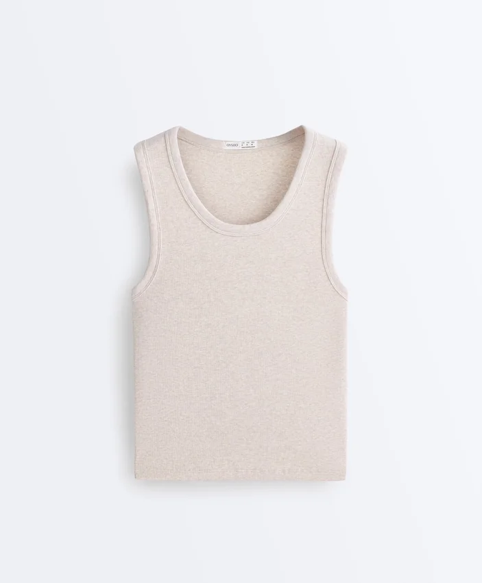 Ripp-T-Shirt mit breiten Trägern, Baumwolle und Modal Ripp-T-Shirt mit breiten Trägern, Baumwolle und Modal