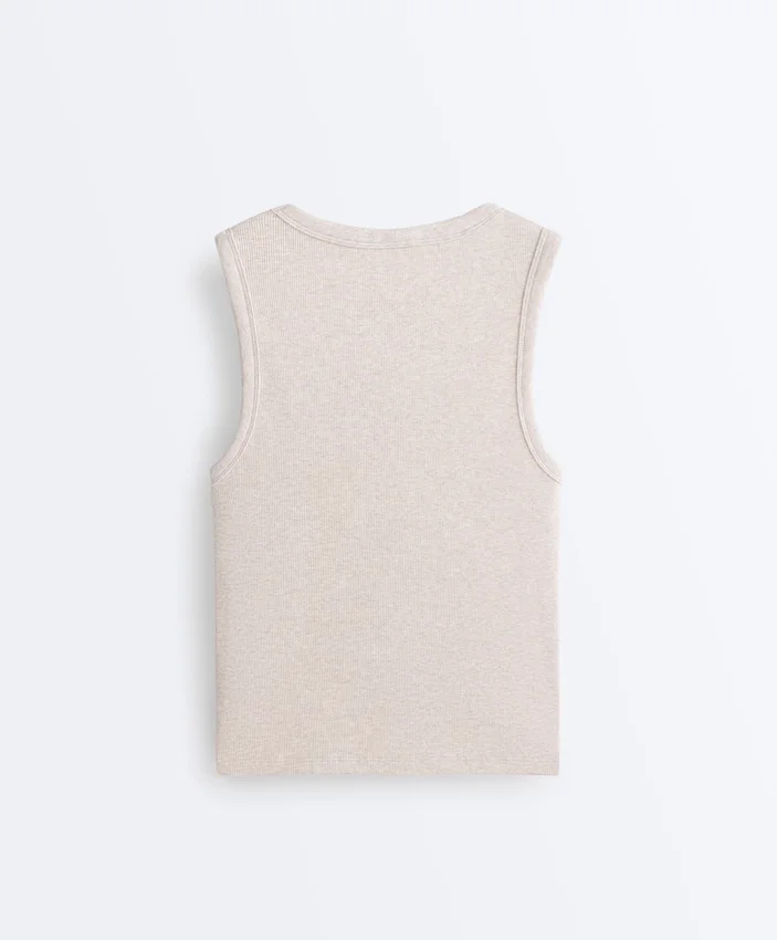 Ripp-T-Shirt mit breiten Trägern, Baumwolle und Modal Ripp-T-Shirt mit breiten Trägern, Baumwolle und Modal