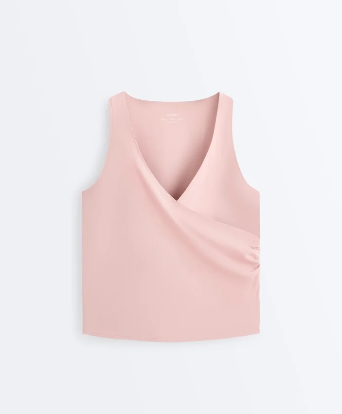 Ärmelloses Comfortlux-T-Shirt mit Überkreuz-Ausschnitt Ärmelloses Comfortlux-T-Shirt mit Überkreuz-Ausschnitt