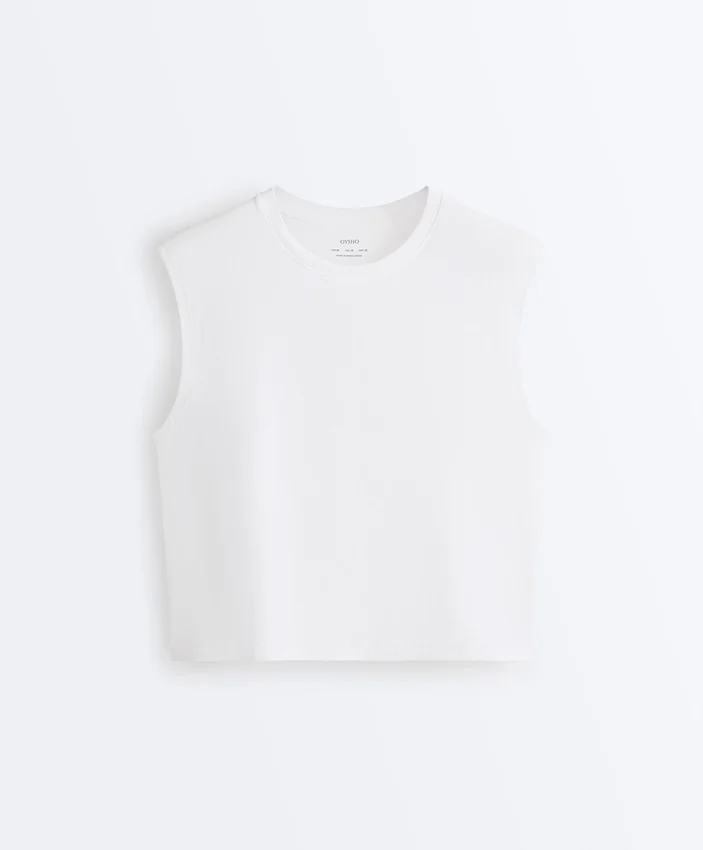 Ärmelloses T-Shirt aus Baumwollmischung Ärmelloses T-Shirt aus Baumwollmischung