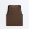 Ärmelloses T-Shirt aus Modal-Mischung mit gekreuztem Ausschnitt Ärmelloses T-Shirt aus Modal-Mischung mit gekreuztem Ausschnitt