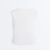 Ärmelloses T-Shirt aus Rippstrick mit Knöpfen aus Baumwolle und Modal Ärmelloses T-Shirt aus Rippstrick mit Knöpfen aus Baumwolle und Modal