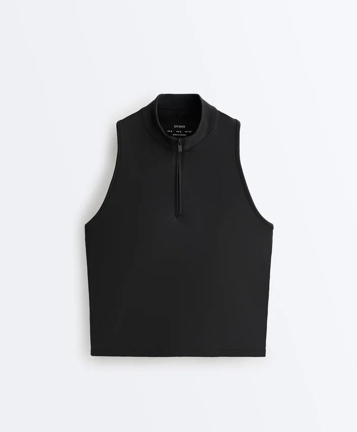 Ärmelloses T-Shirt mit halbem Reißverschluss Ärmelloses T-Shirt mit halbem Reißverschluss