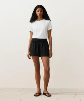 Shorts aus 100 % Leinen mit mittlerer Leibhöhe