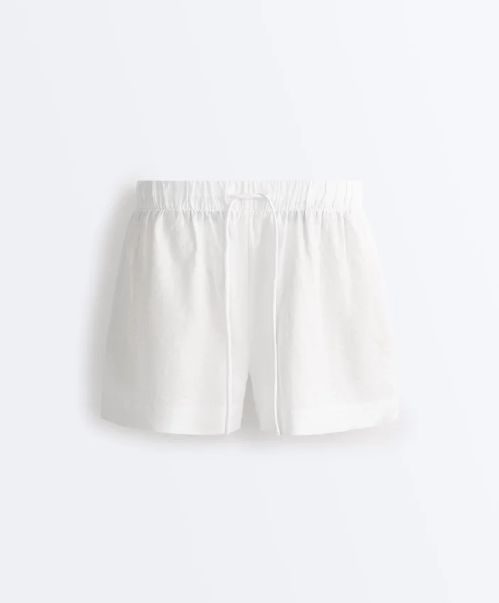 Shorts aus 100 % Leinen mit mittlerer Leibhöhe Shorts aus 100 % Leinen mit mittlerer Leibhöhe