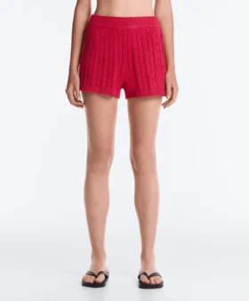 Shorts aus gewaschenem Strick mit Zopfmuster Shorts aus gewaschenem Strick mit Zopfmuster