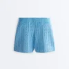 Shorts aus gewaschenem Strick mit Zopfmuster Shorts aus gewaschenem Strick mit Zopfmuster