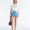Shorts aus gewaschenem Strick mit Zopfmuster Shorts aus gewaschenem Strick mit Zopfmuster
