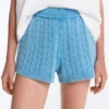 Shorts aus gewaschenem Strick mit Zopfmuster Shorts aus gewaschenem Strick mit Zopfmuster