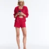 Shorts aus gewaschenem Strick mit Zopfmuster Shorts aus gewaschenem Strick mit Zopfmuster