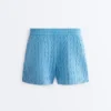 Shorts aus gewaschenem Strick mit Zopfmuster Shorts aus gewaschenem Strick mit Zopfmuster